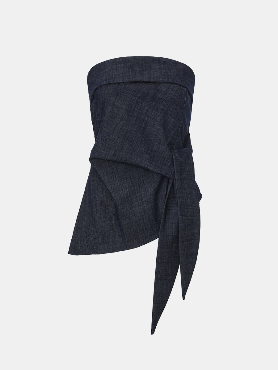 Denim-Effect Tube Top