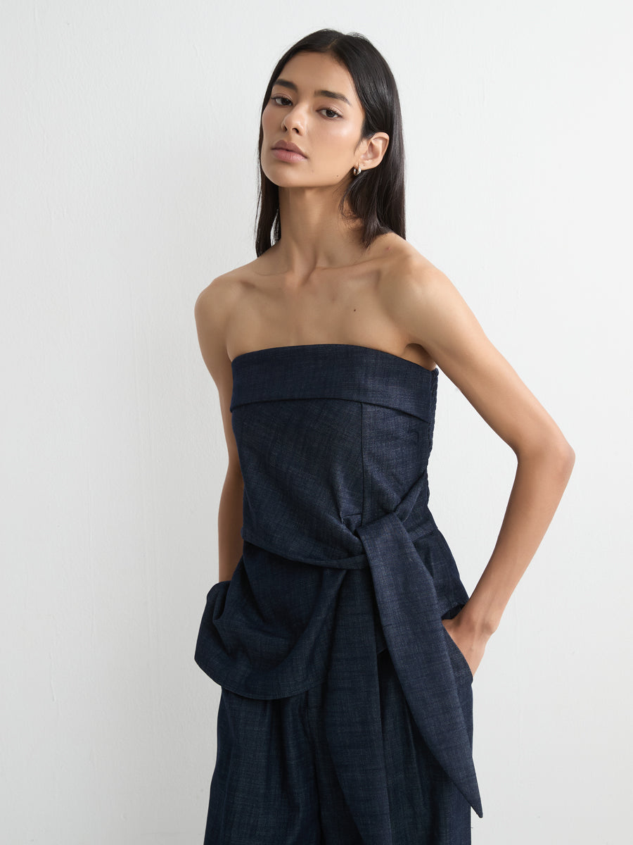 Denim-Effect Tube Top