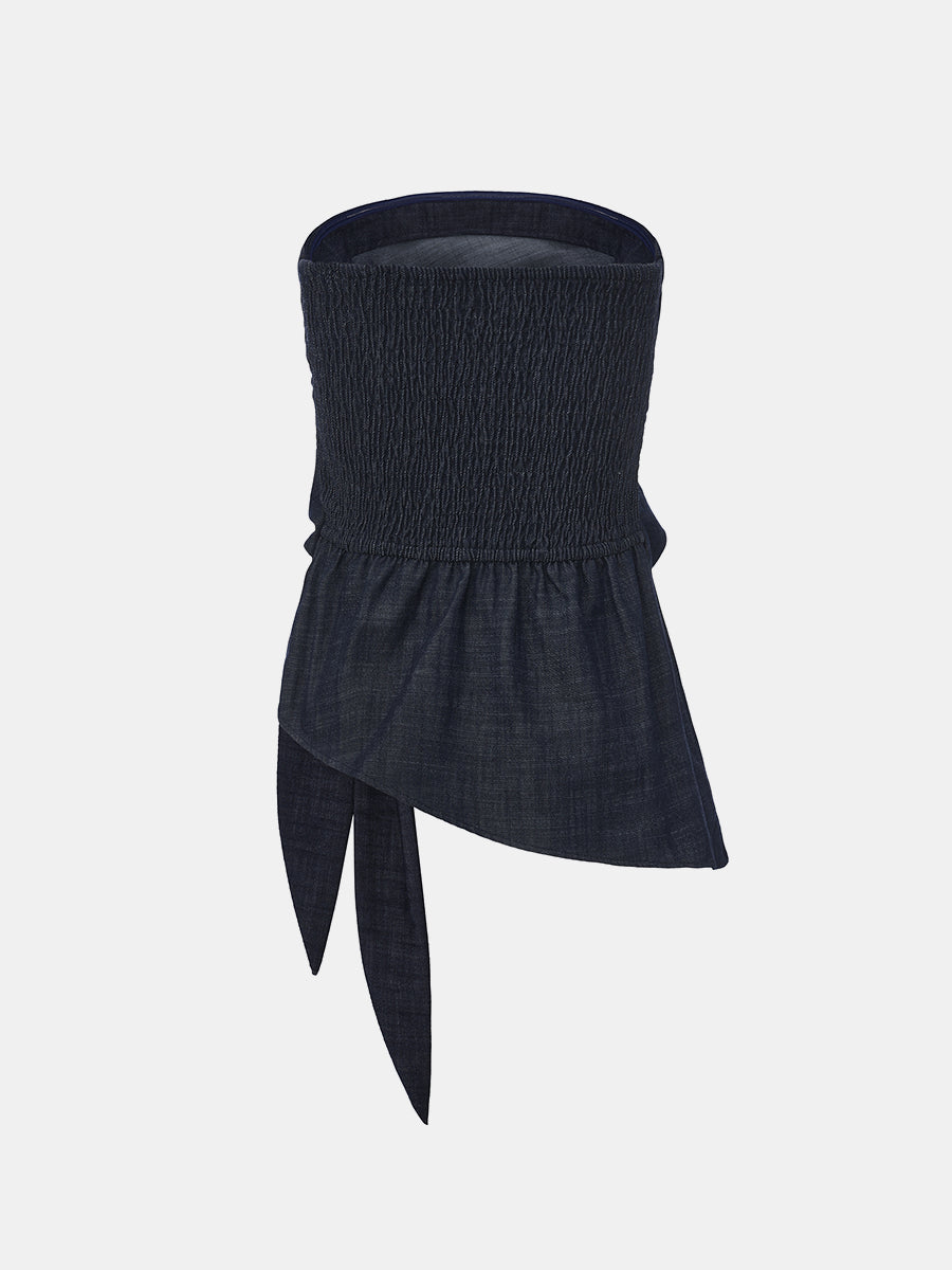 Denim-Effect Tube Top