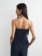 Denim-Effect Tube Top