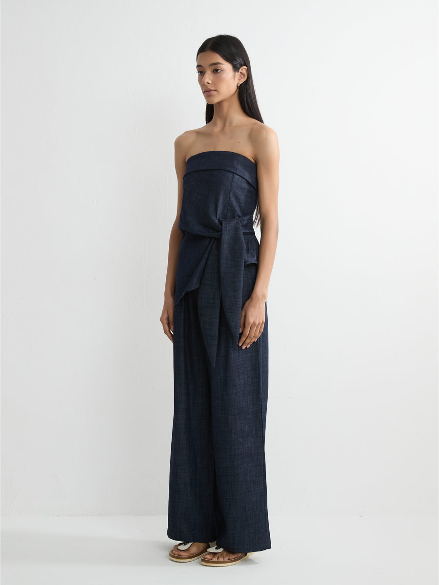 Denim-Effect Tube Top