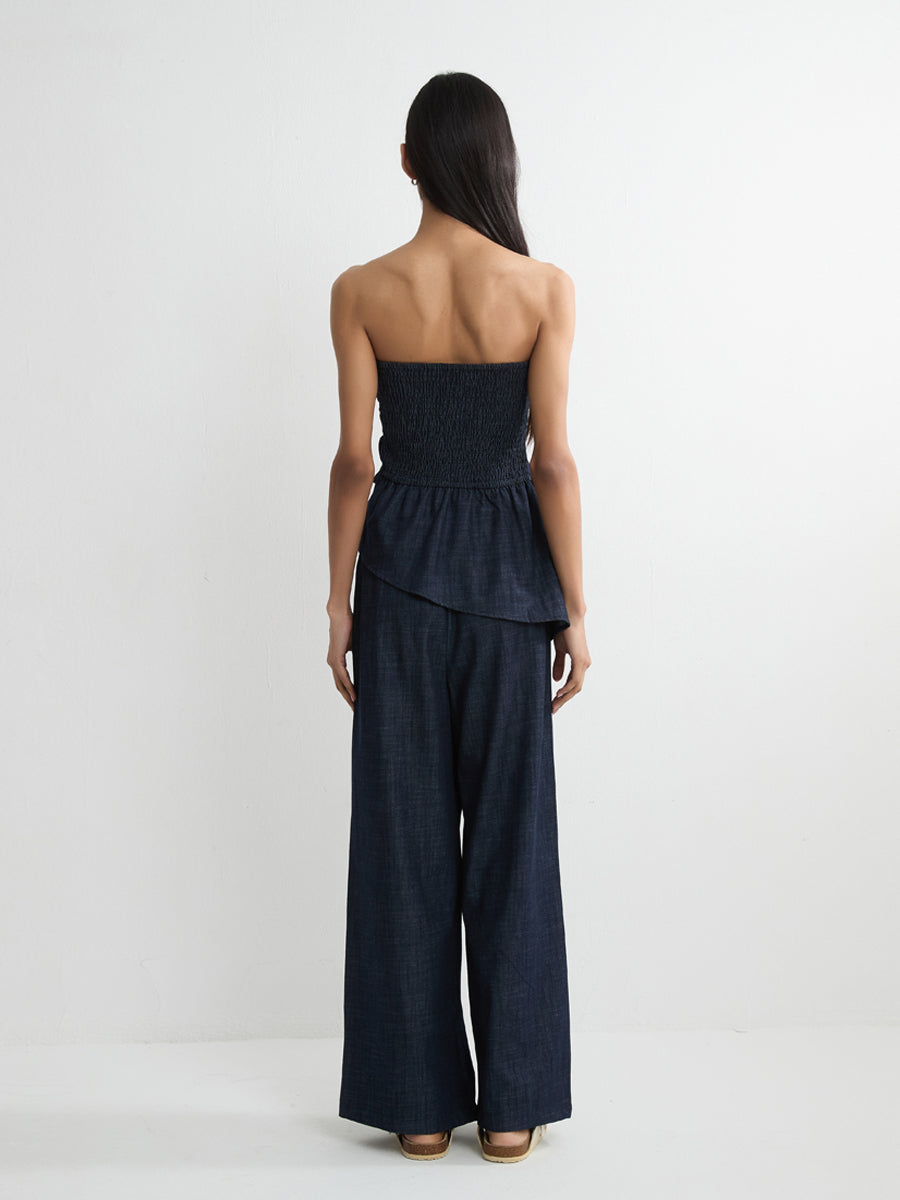 Denim-Effect Tube Top