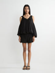 Lace-Trimmed V-Neck Blouse