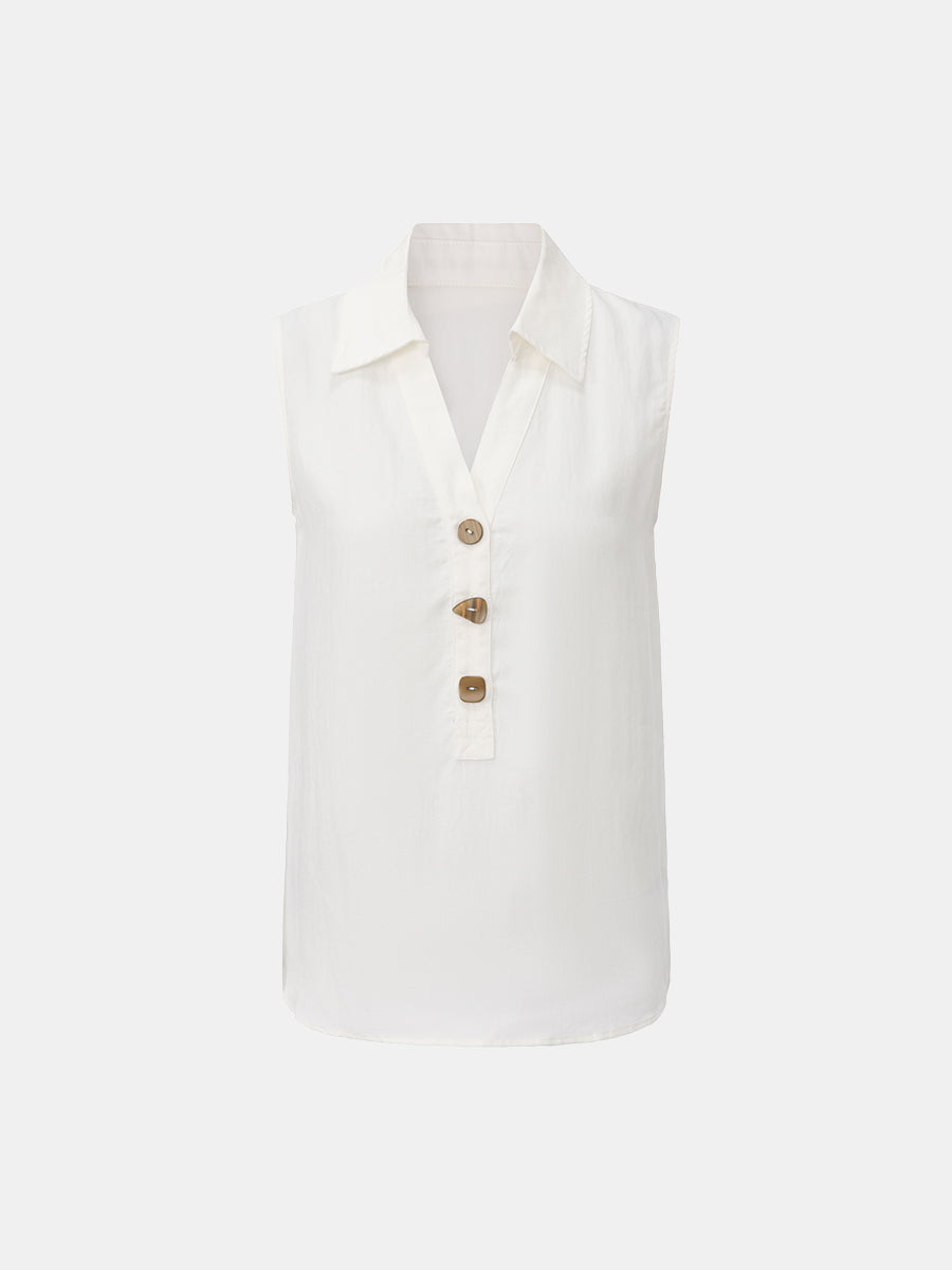 Sleeveless Collared Popover Top