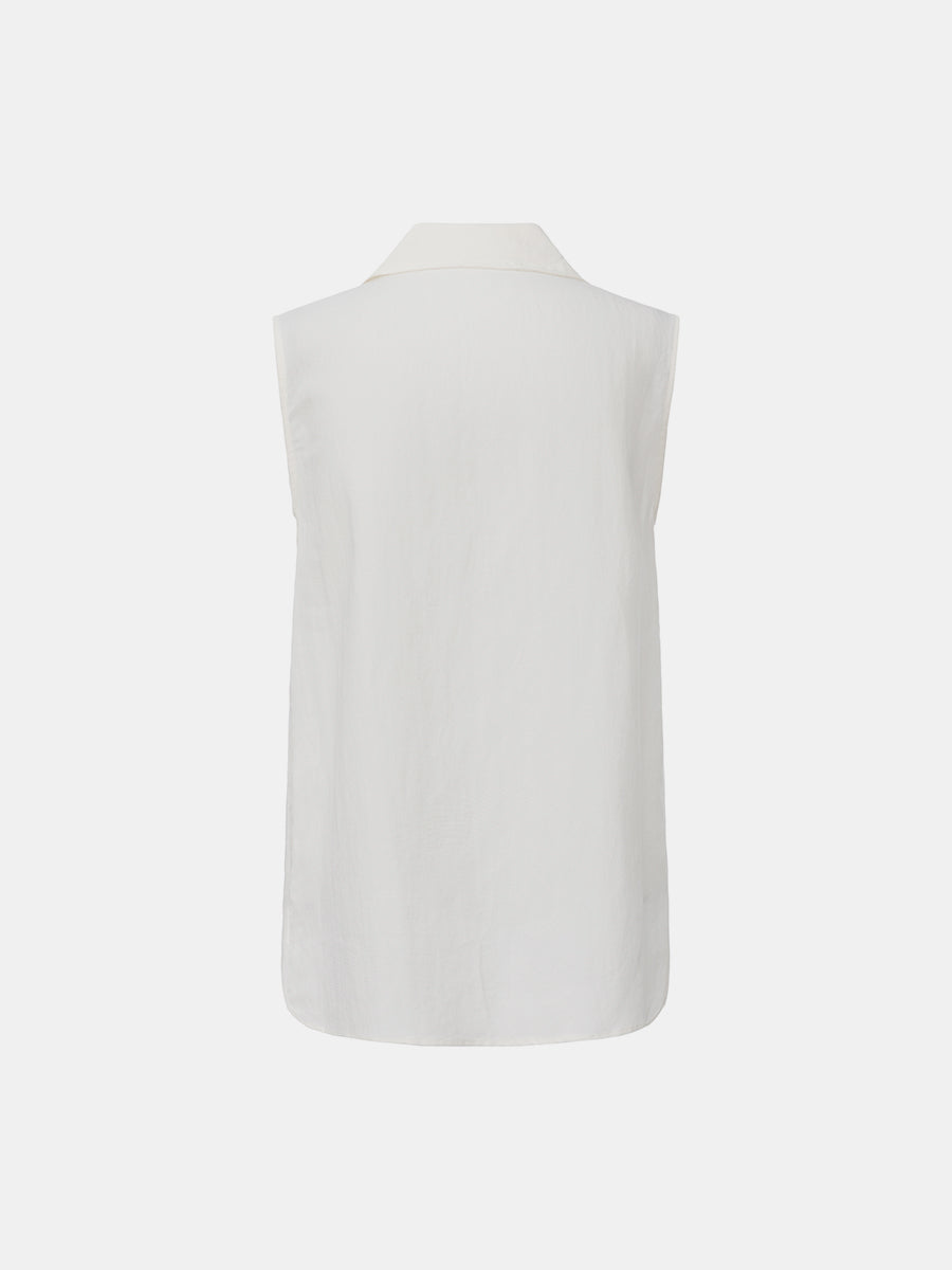 Sleeveless Collared Popover Top