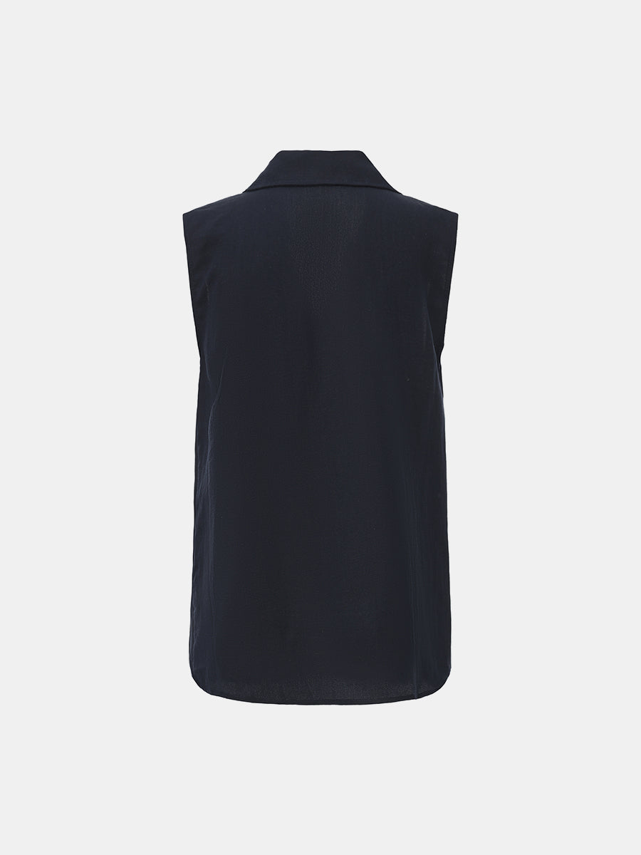 Sleeveless Collared Popover Top