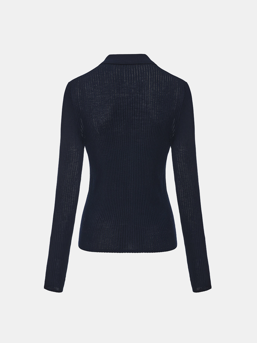 Polo Collar Knit Cardigan