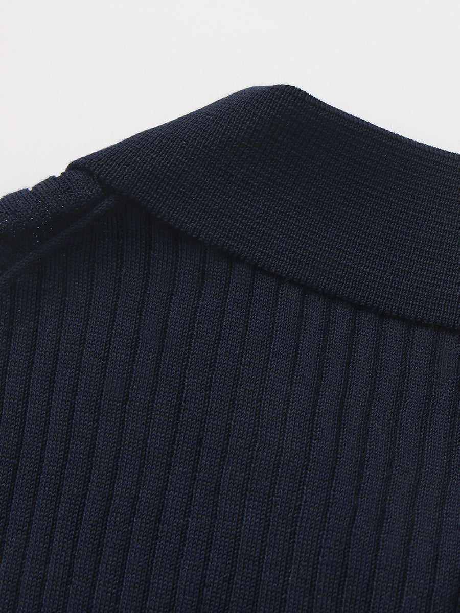 Polo Collar Knit Cardigan