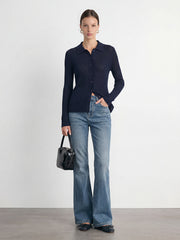 Polo Collar Knit Cardigan