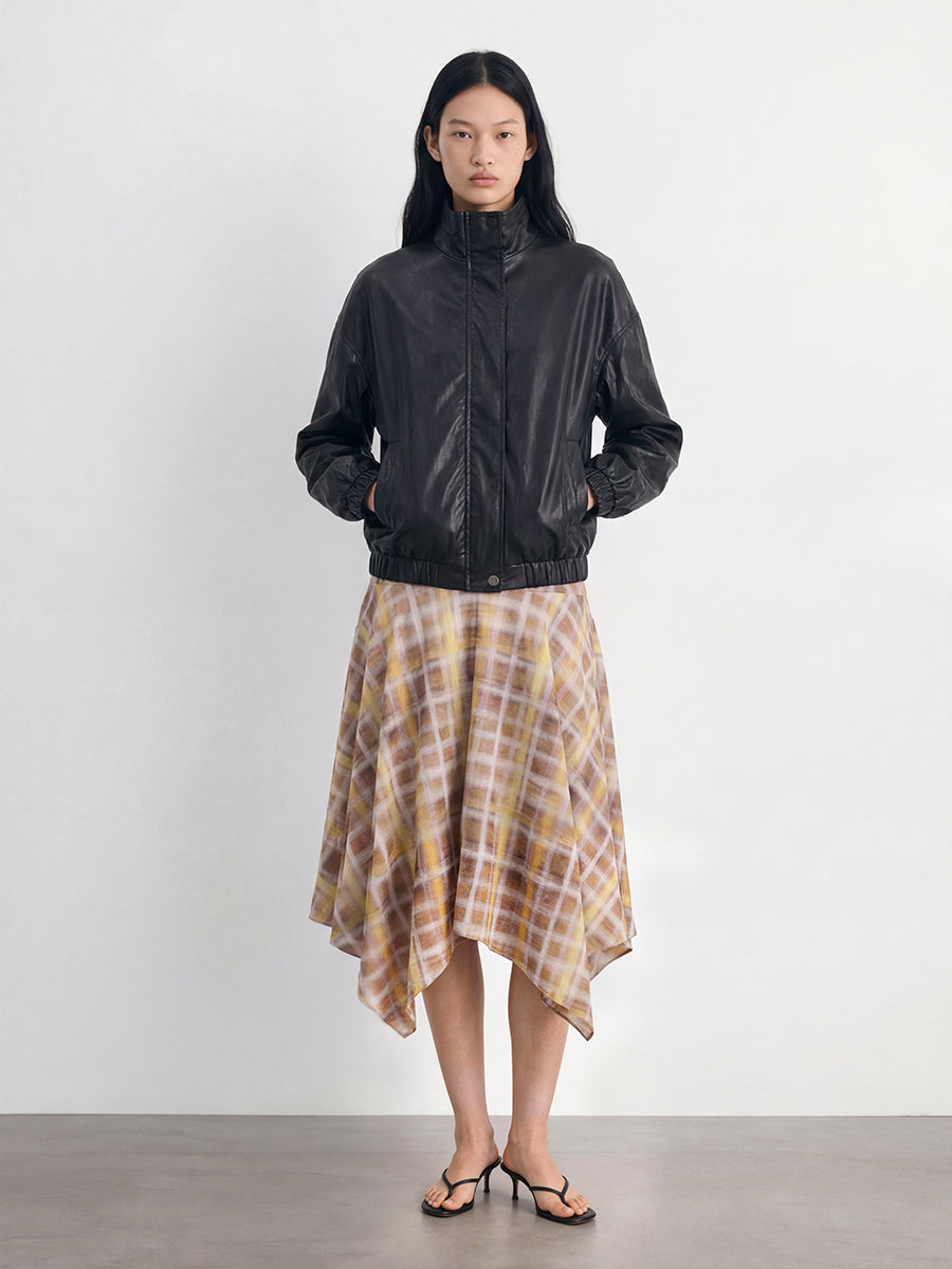Stand-Collar Drawstring Jacket