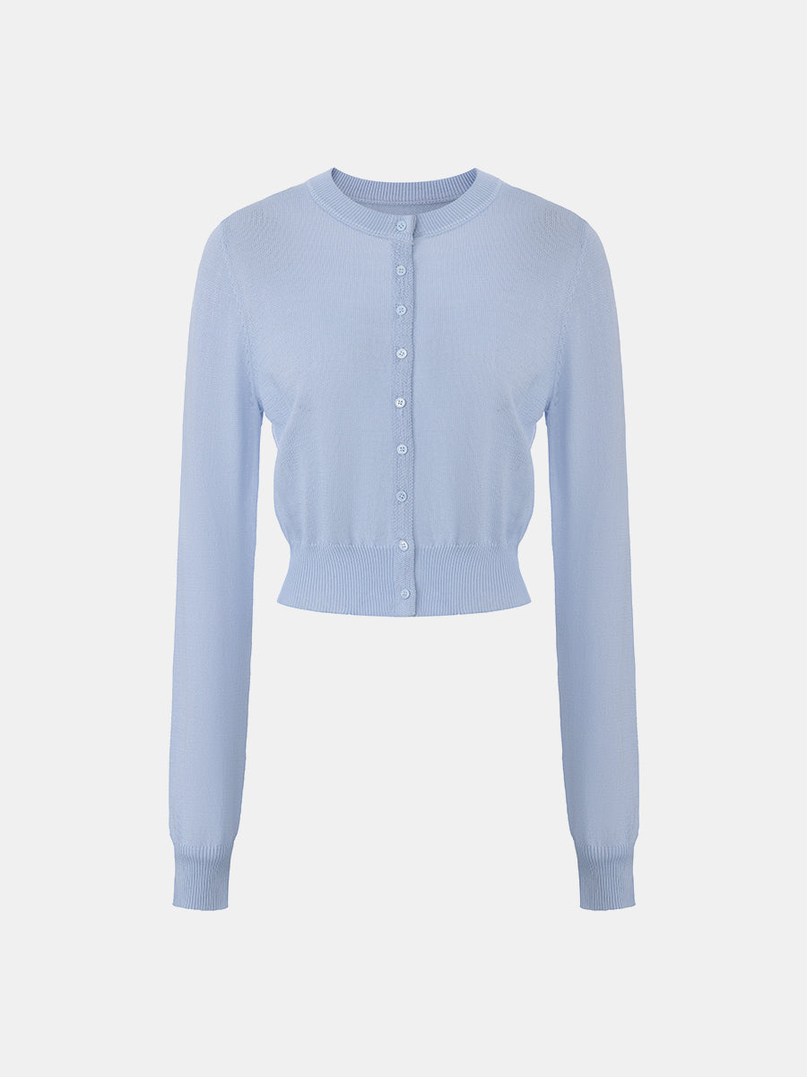 Cropped Crewneck Cardigan