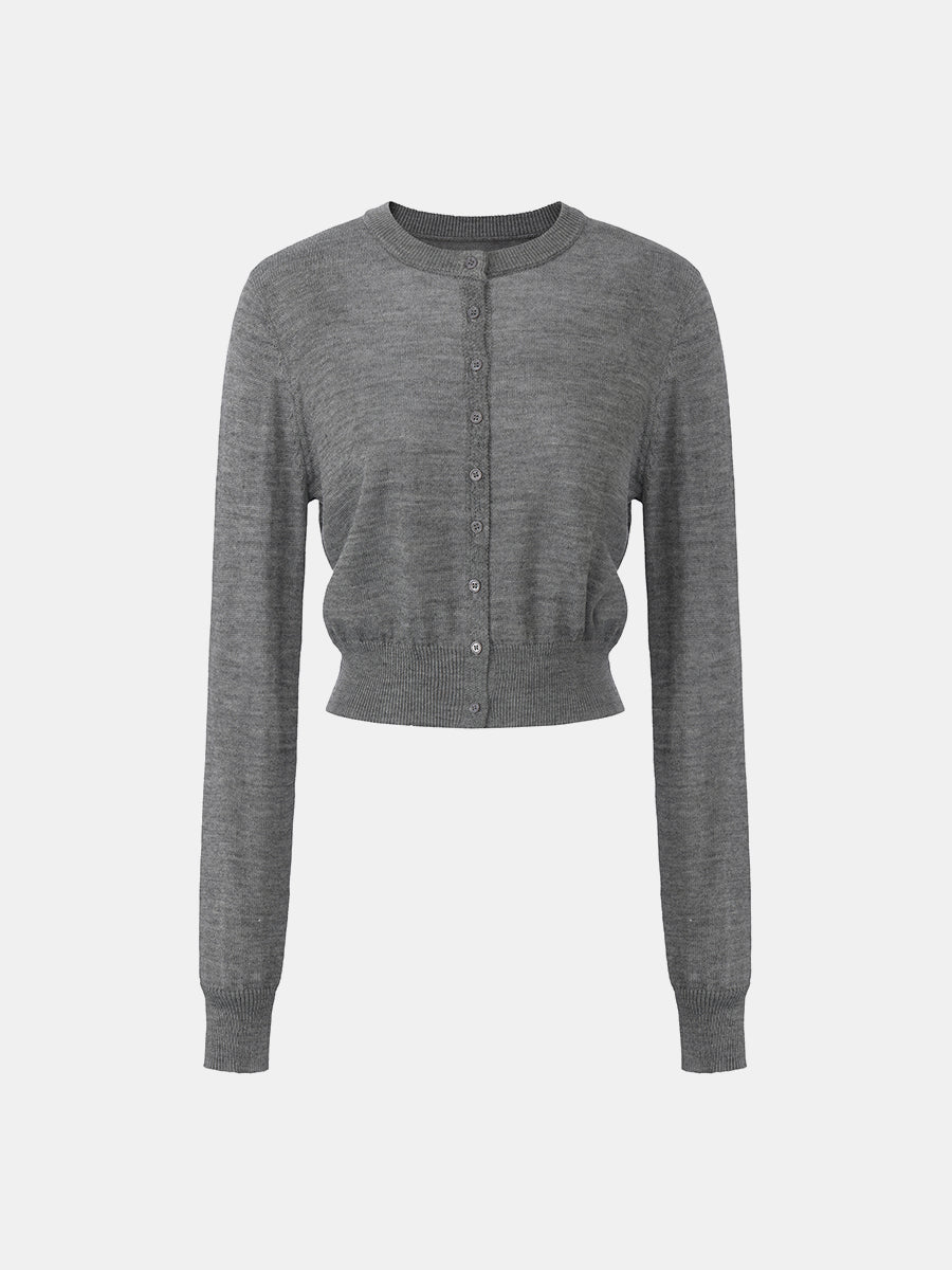 Cropped Crewneck Cardigan