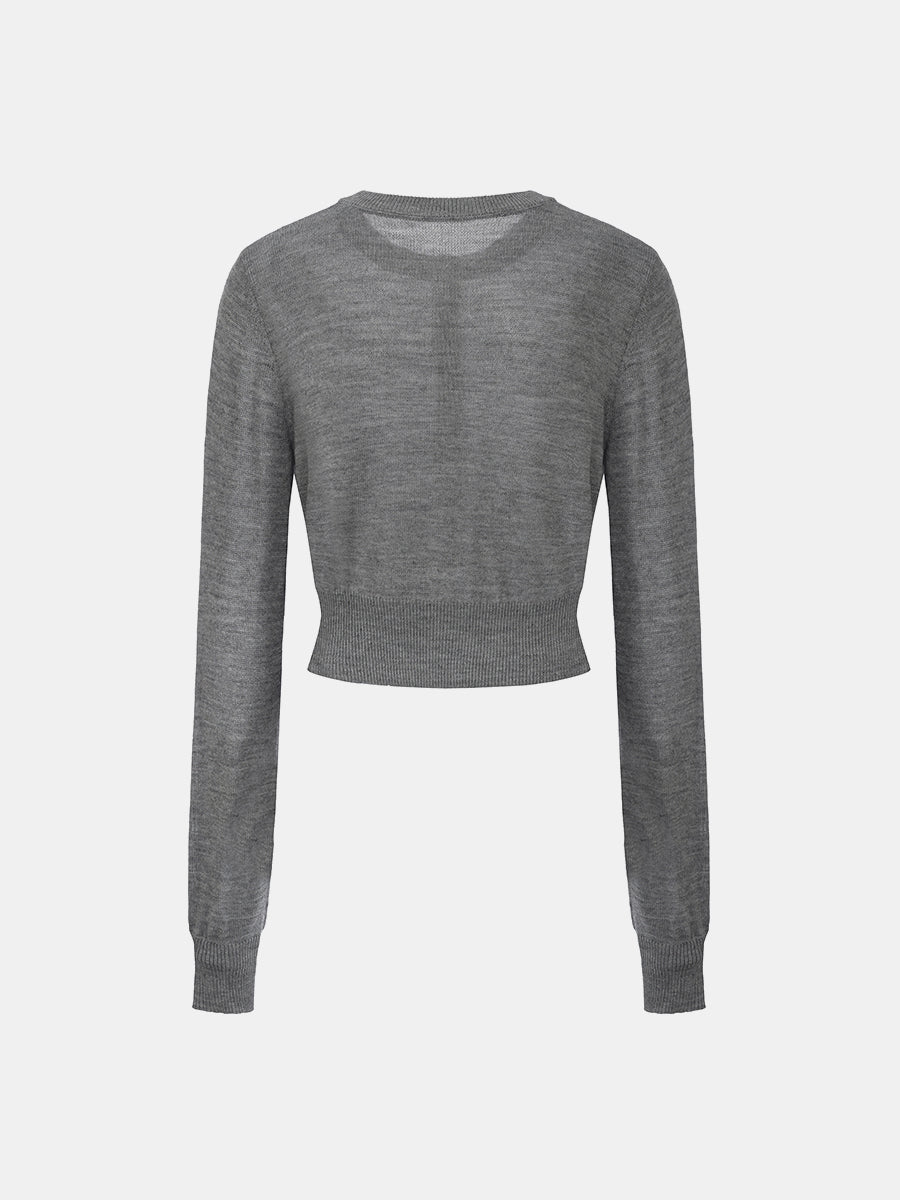 Cropped Crewneck Cardigan