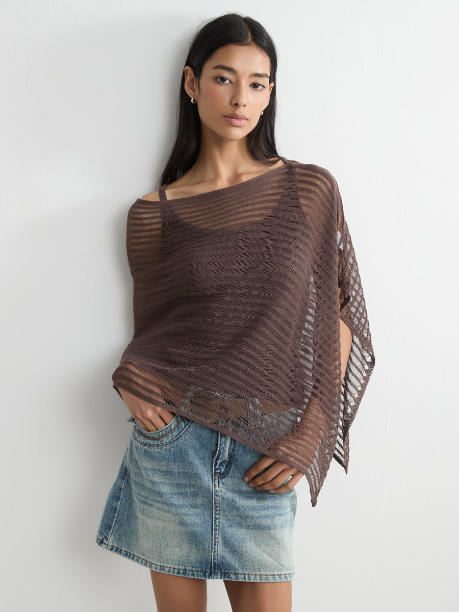 Off-Shoulder Open-Knit Top