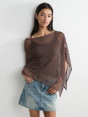 Off-Shoulder Open-Knit Top