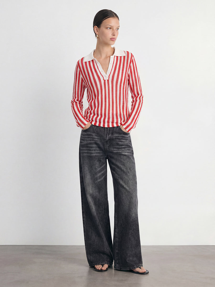 Striped Polo Sweater
