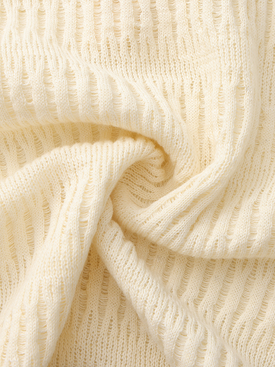 Open Knit Polo Sweater