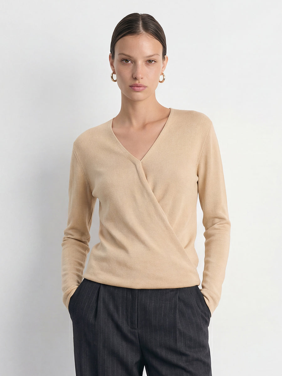 Wrap-Front Ribbed Top