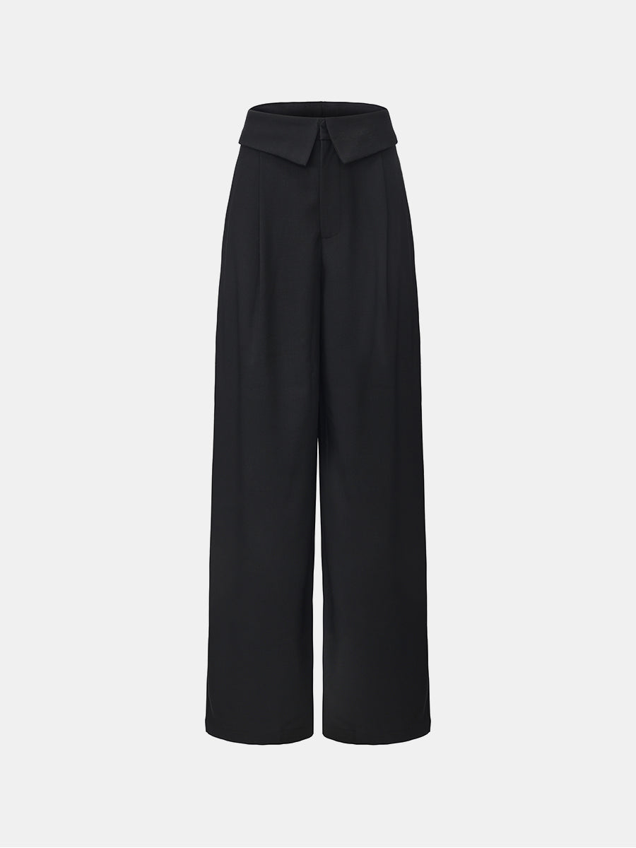 Foldover Waistband High-Rise Straight Leg Pant