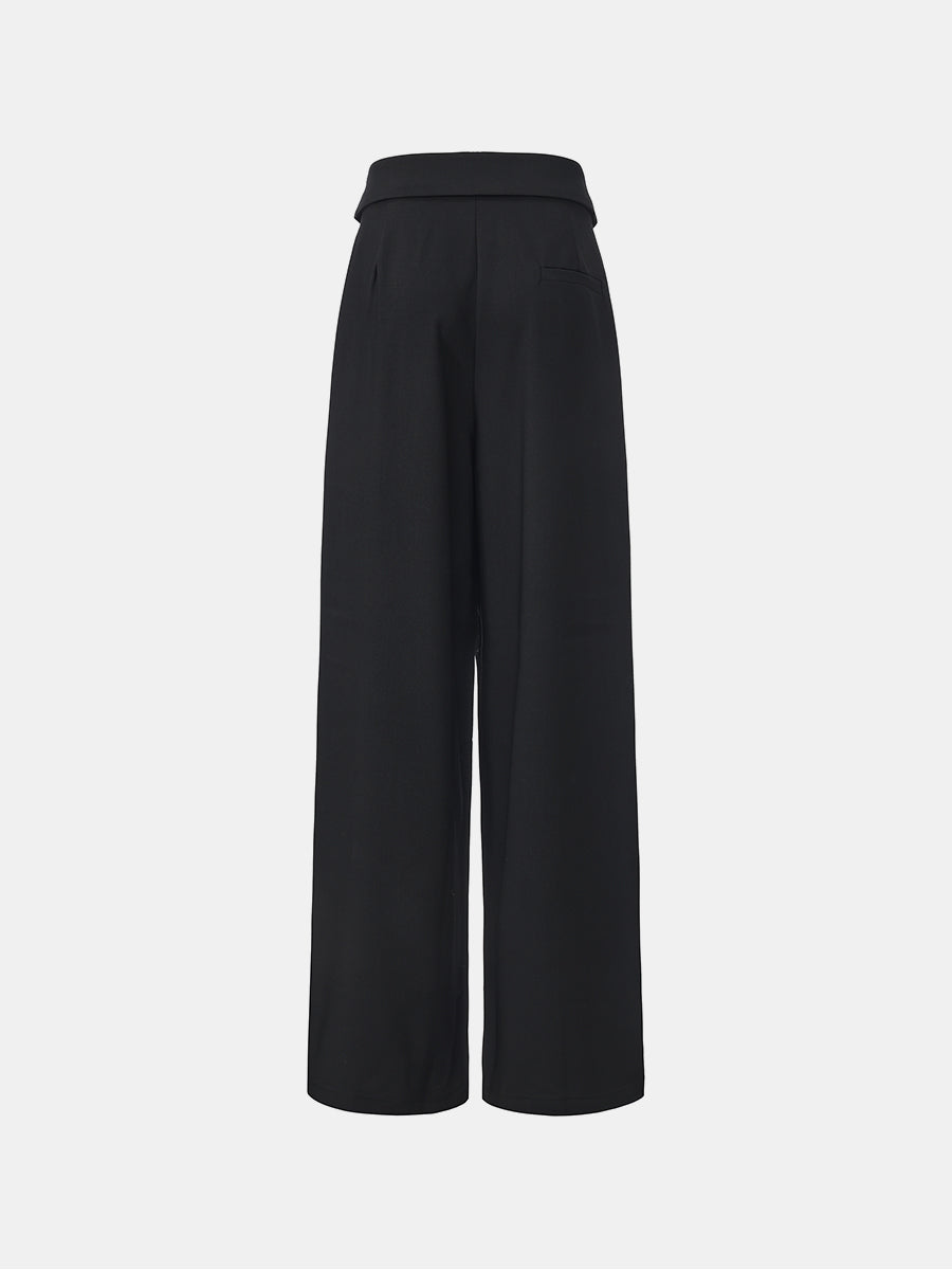 Foldover Waistband High-Rise Straight Leg Pant