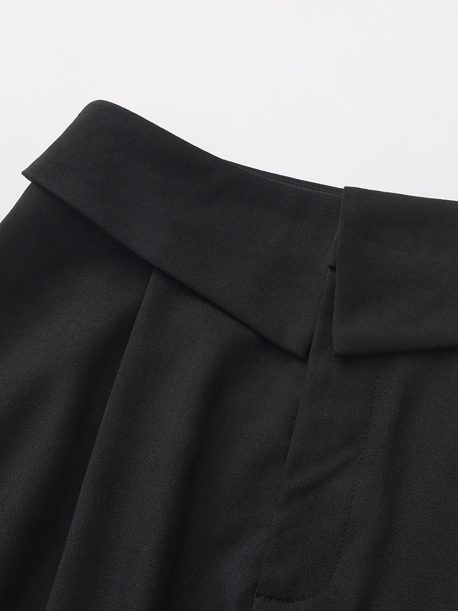 Foldover Waistband High-Rise Straight Leg Pant