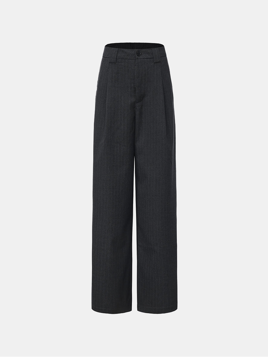 Pinstripe High-Rise Straight Leg Pant