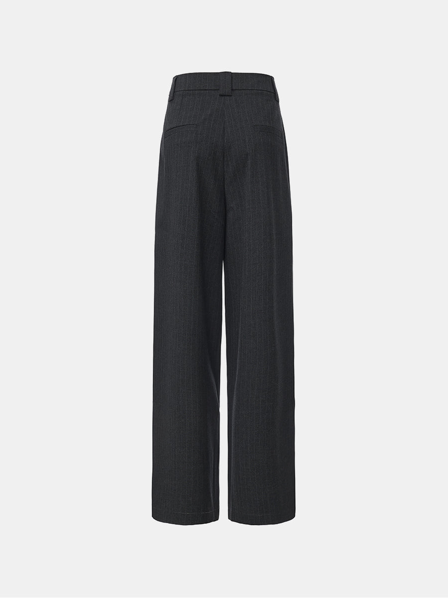 Pinstripe High-Rise Straight Leg Pant
