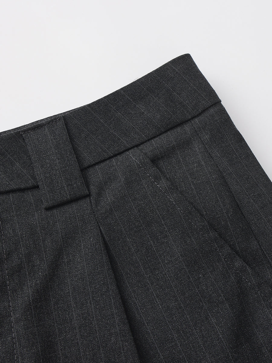 Pinstripe High-Rise Straight Leg Pant