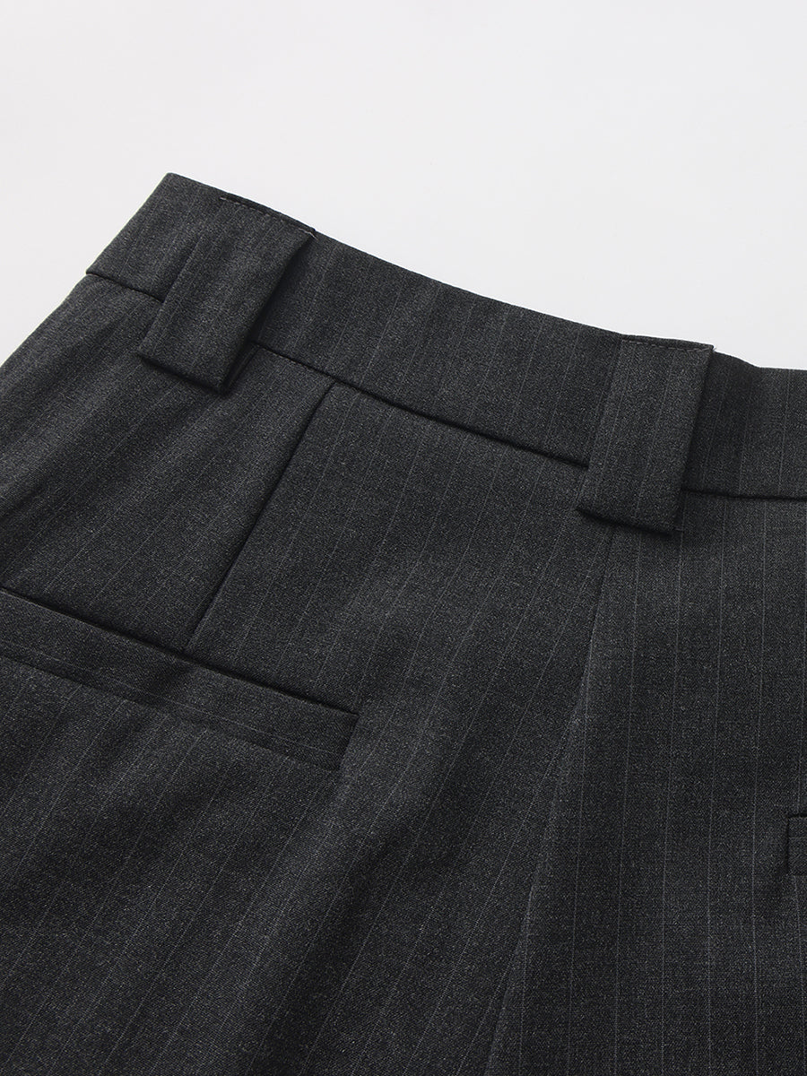 Pinstripe High-Rise Straight Leg Pant