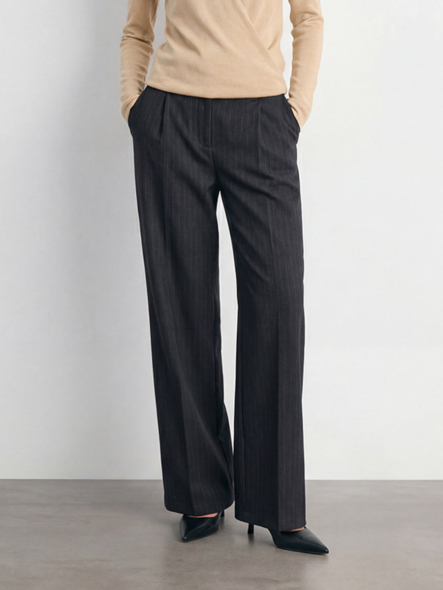 Pinstripe High-Rise Straight Leg Pant