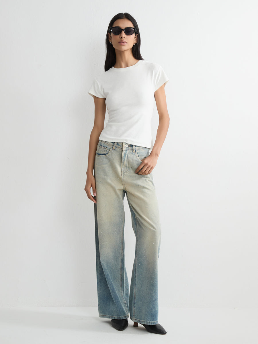 Relaxed Rhinestone Jeans