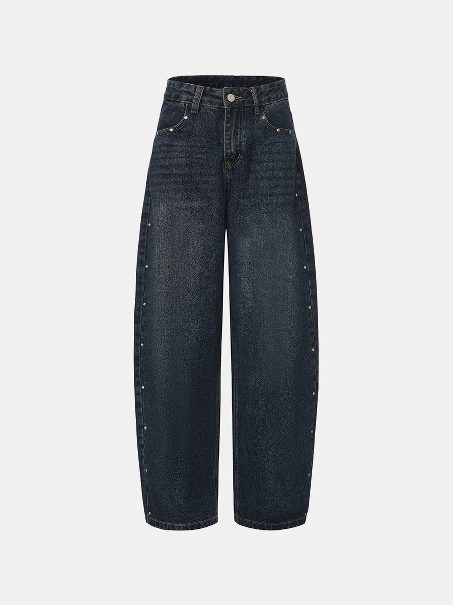 Rivet Barrel-Leg Jeans
