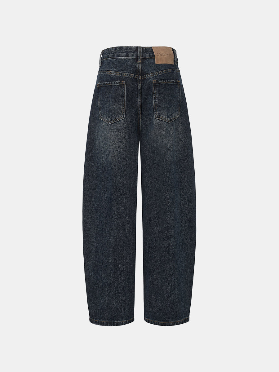 Rivet Barrel-Leg Jeans