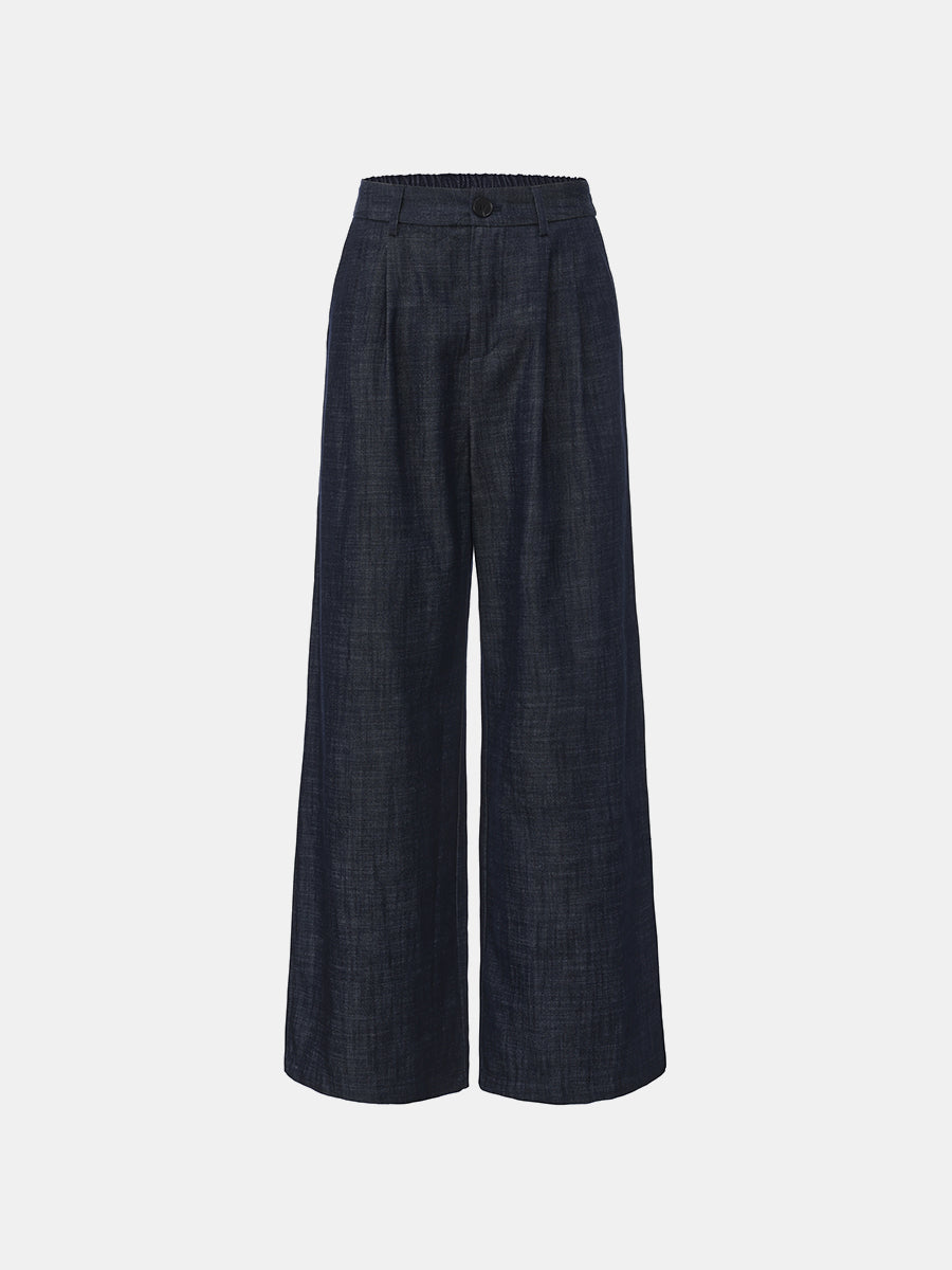 Denim-Effect Wide-Leg Pant