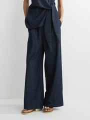 Denim-Effect Wide-Leg Pant