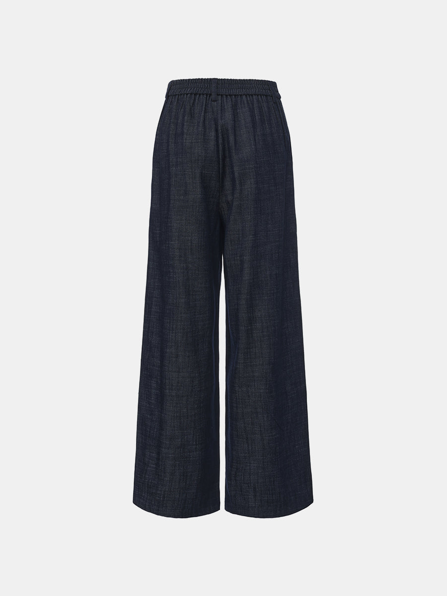 Denim-Effect Wide-Leg Pant