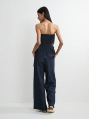 Denim-Effect Wide-Leg Pant