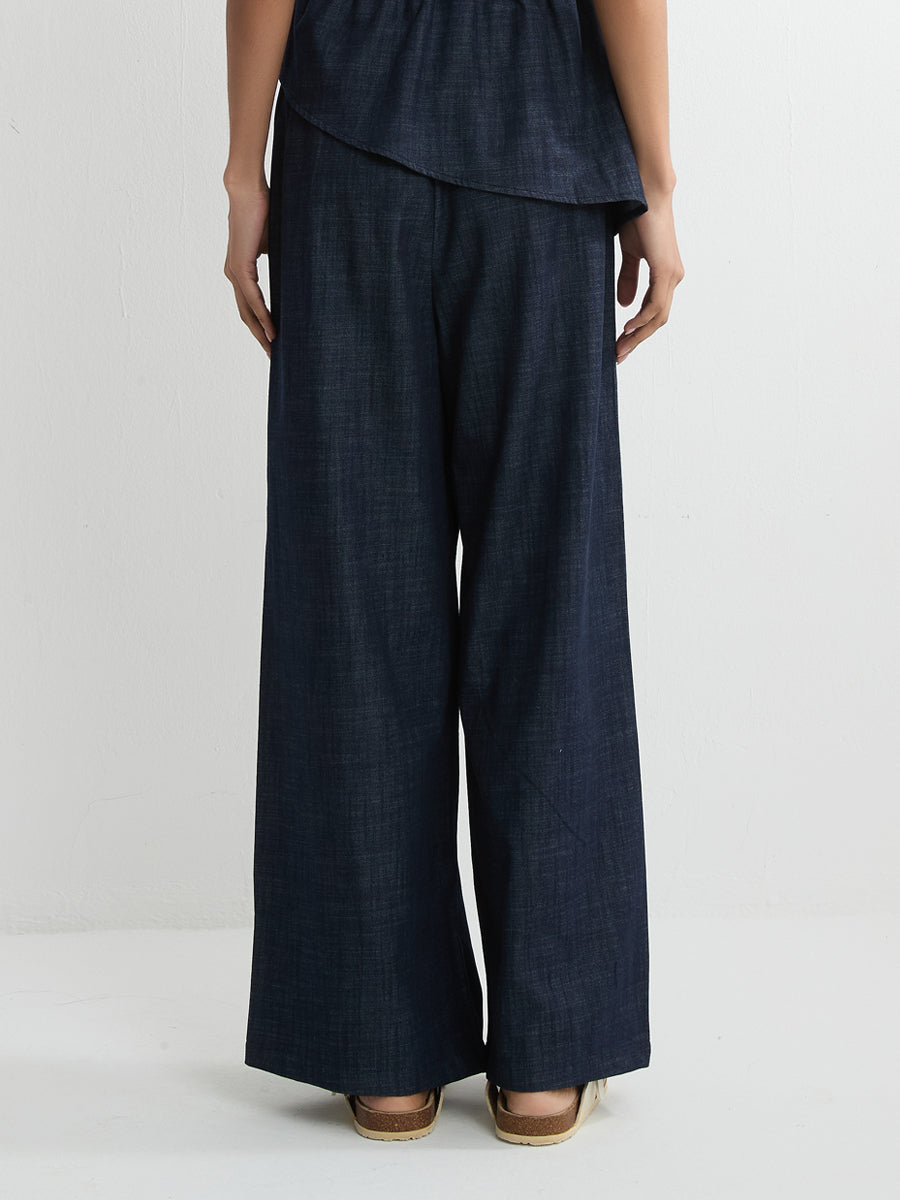 Denim-Effect Wide-Leg Pant