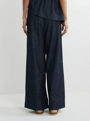 Denim-Effect Wide-Leg Pant