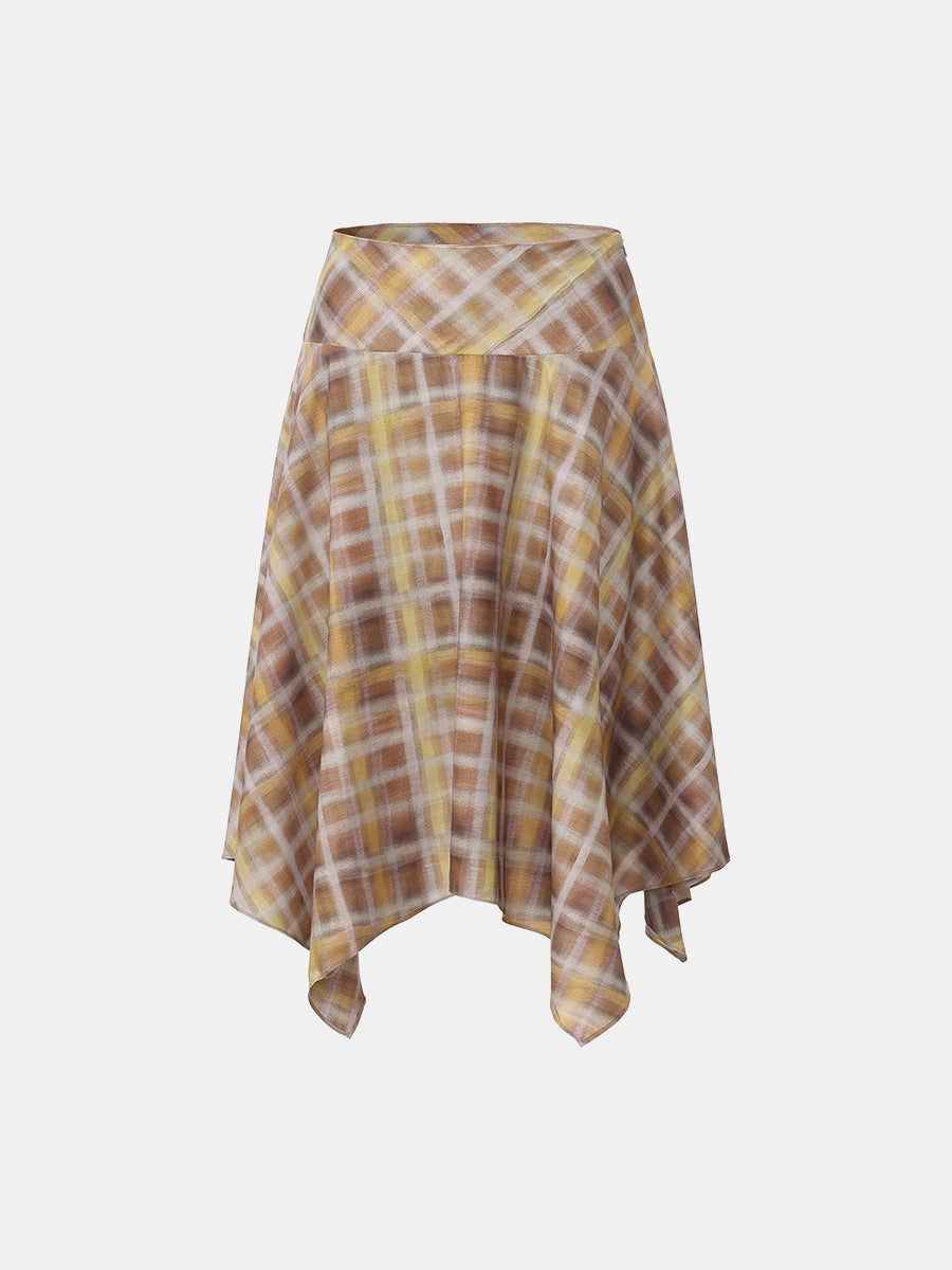 Checked Midi Skirt