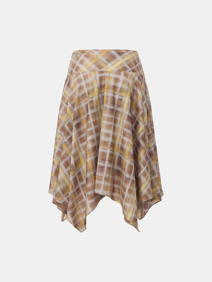 Checked Midi Skirt