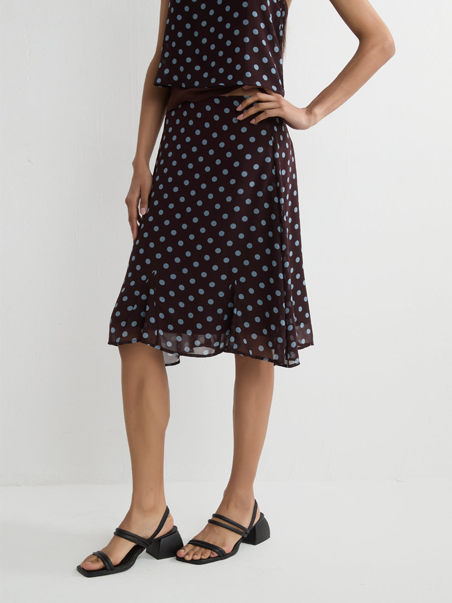 Polka Dot Midi Skirt