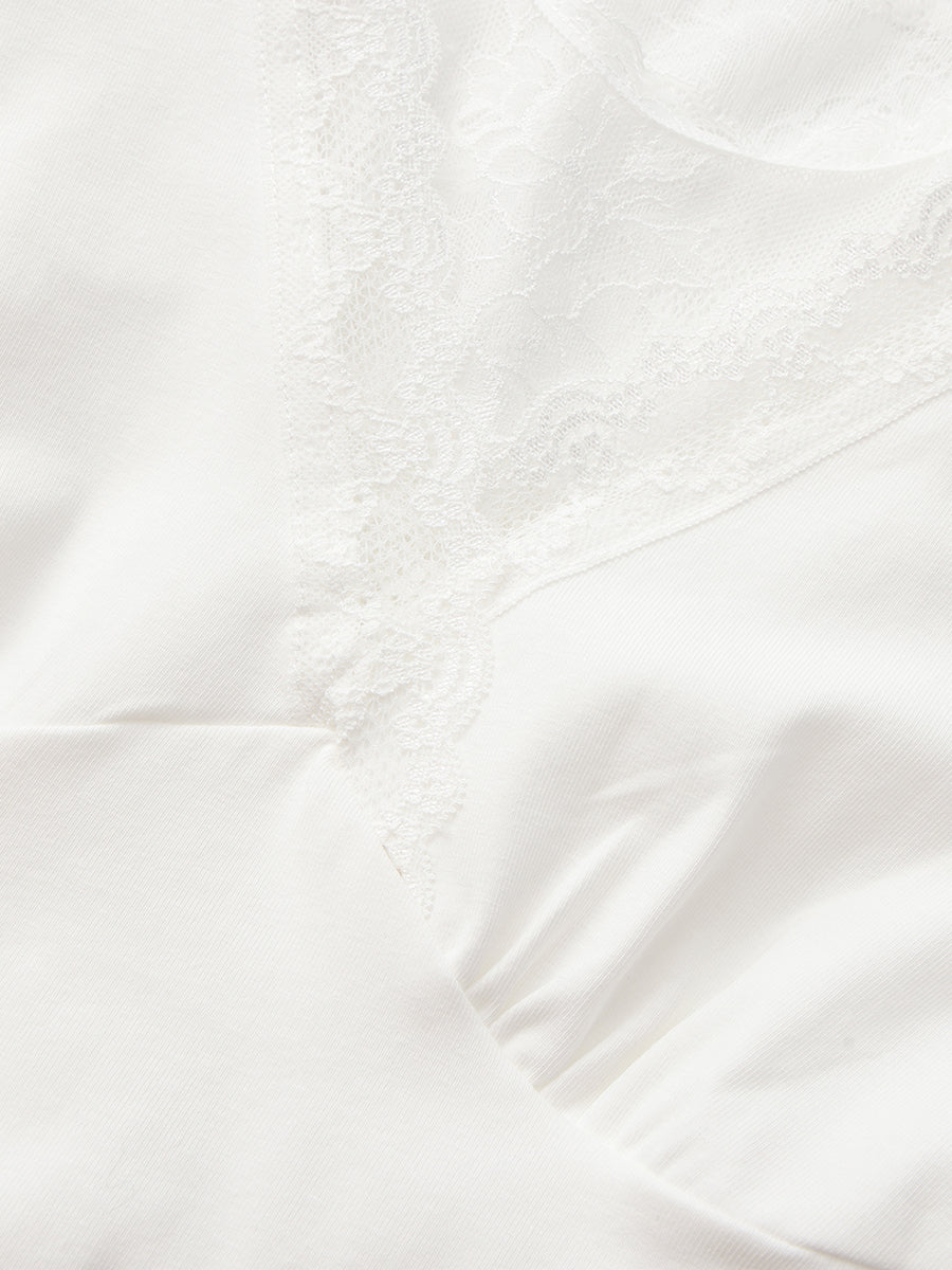 Lace-Trimmed Capsleeve Top