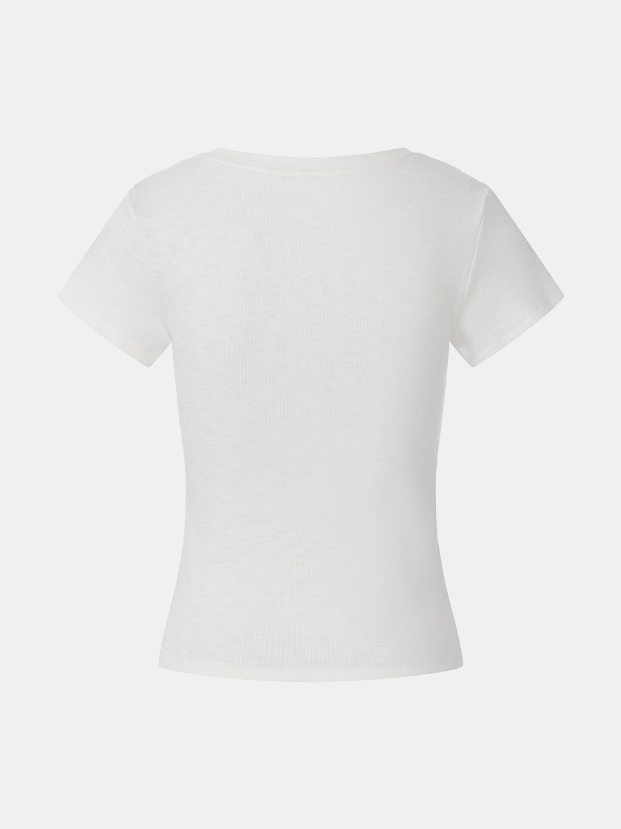 Ribbed Cotton T-Shirt