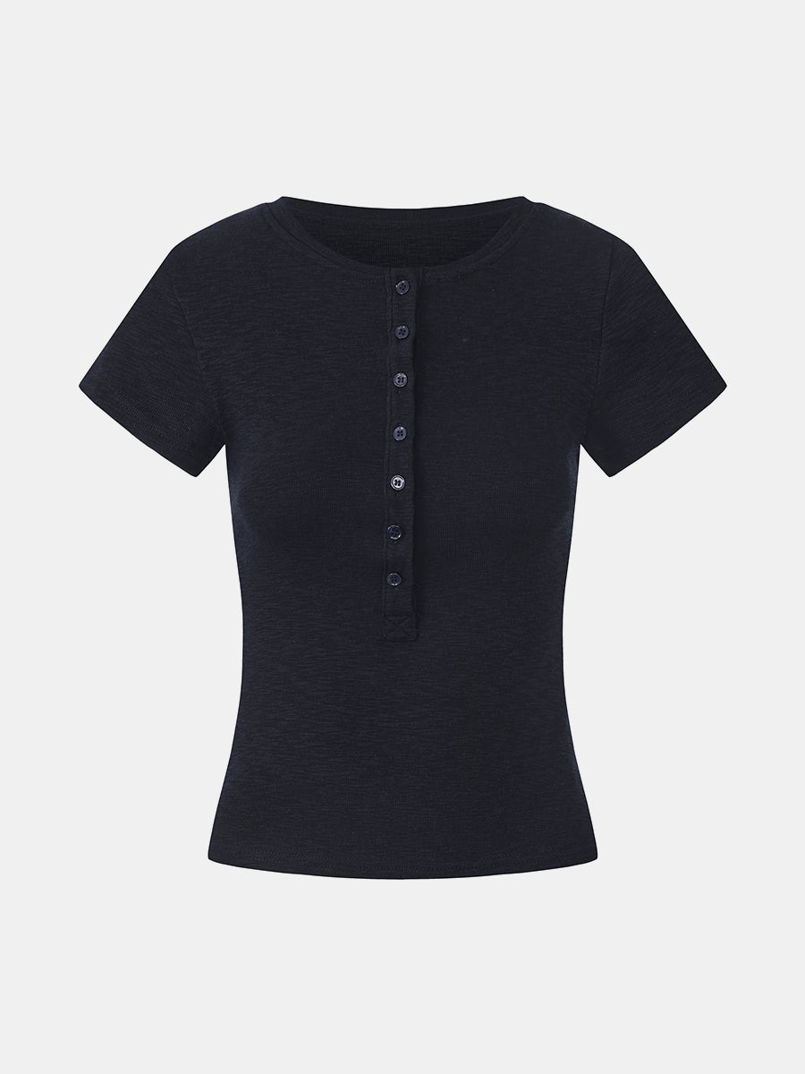 Ribbed Cotton T-Shirt