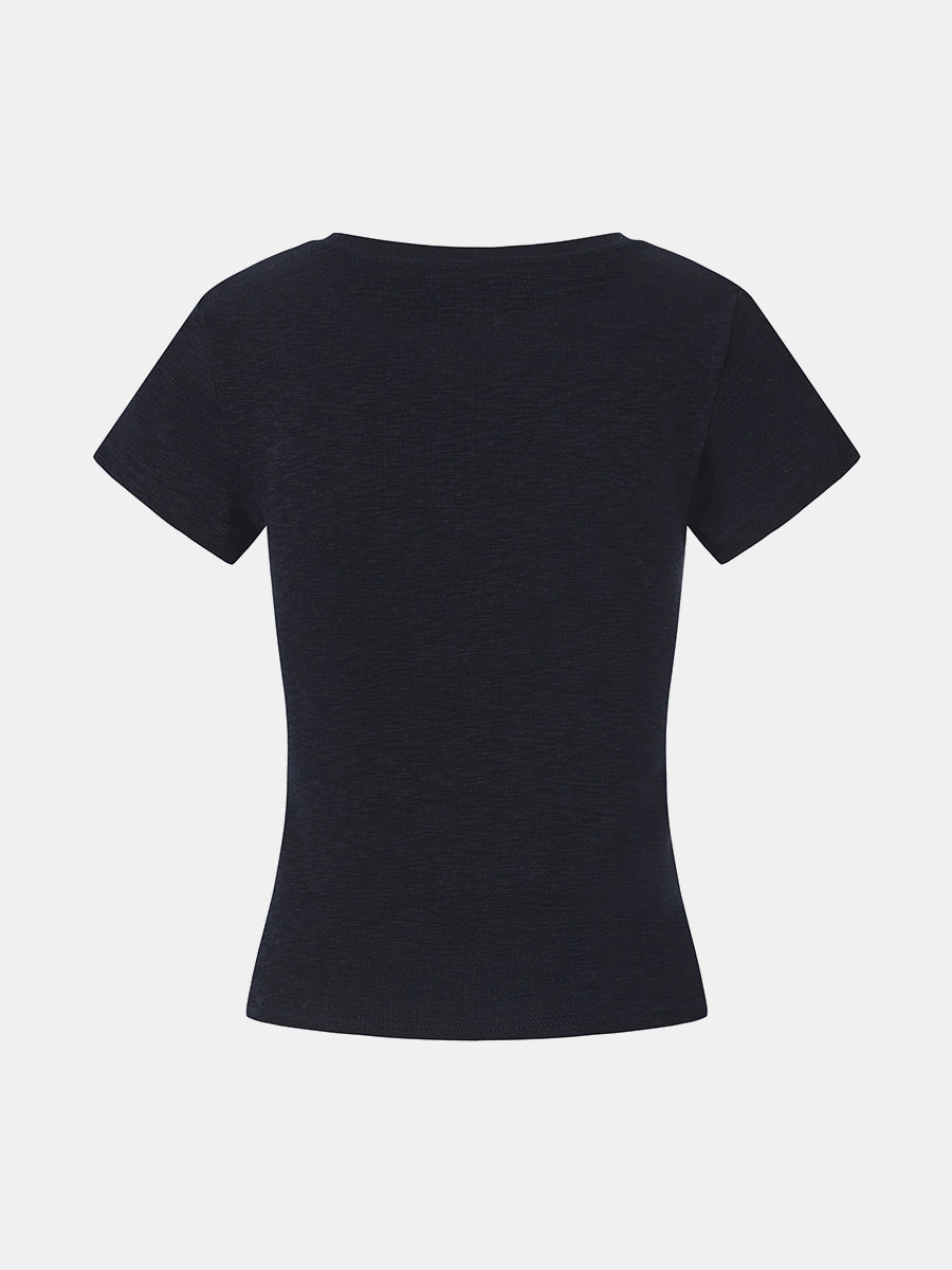Ribbed Cotton T-Shirt