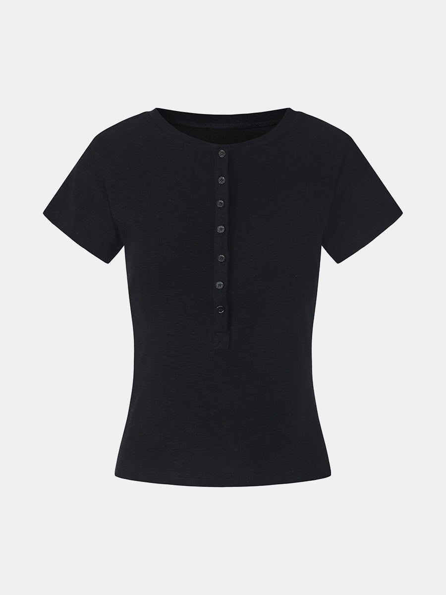 Ribbed Cotton T-Shirt