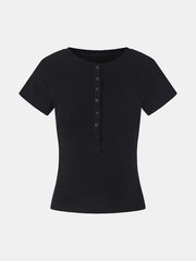 Ribbed Cotton T-Shirt