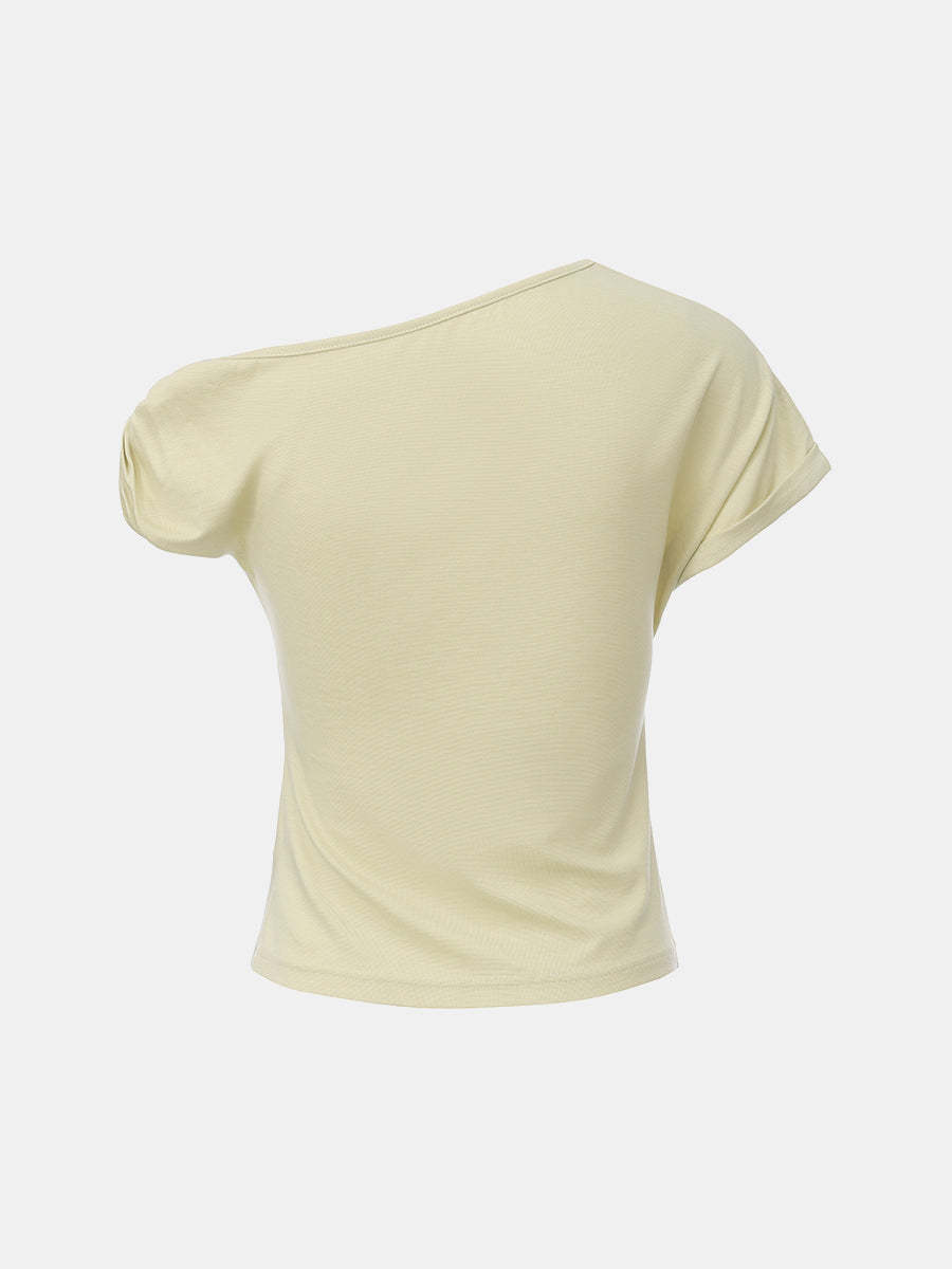 Ruched Boat Neck Top