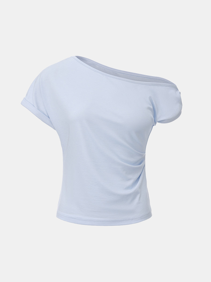 Ruched Boat Neck Top